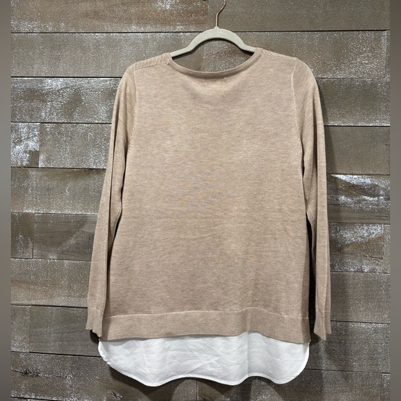 Calvin Klein beige lightweight layered sweater blouse size M - Picture 2 of 8